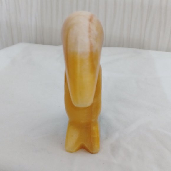 Vintage Onyx Toucan Bird Figurine Tropical Yellow and Green Carved Stone 5 in - Picture 4 of 4